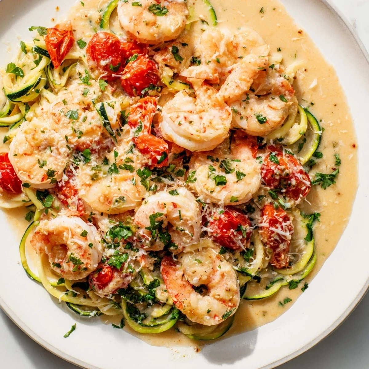 Creamy Garlic Shrimp Zucchini