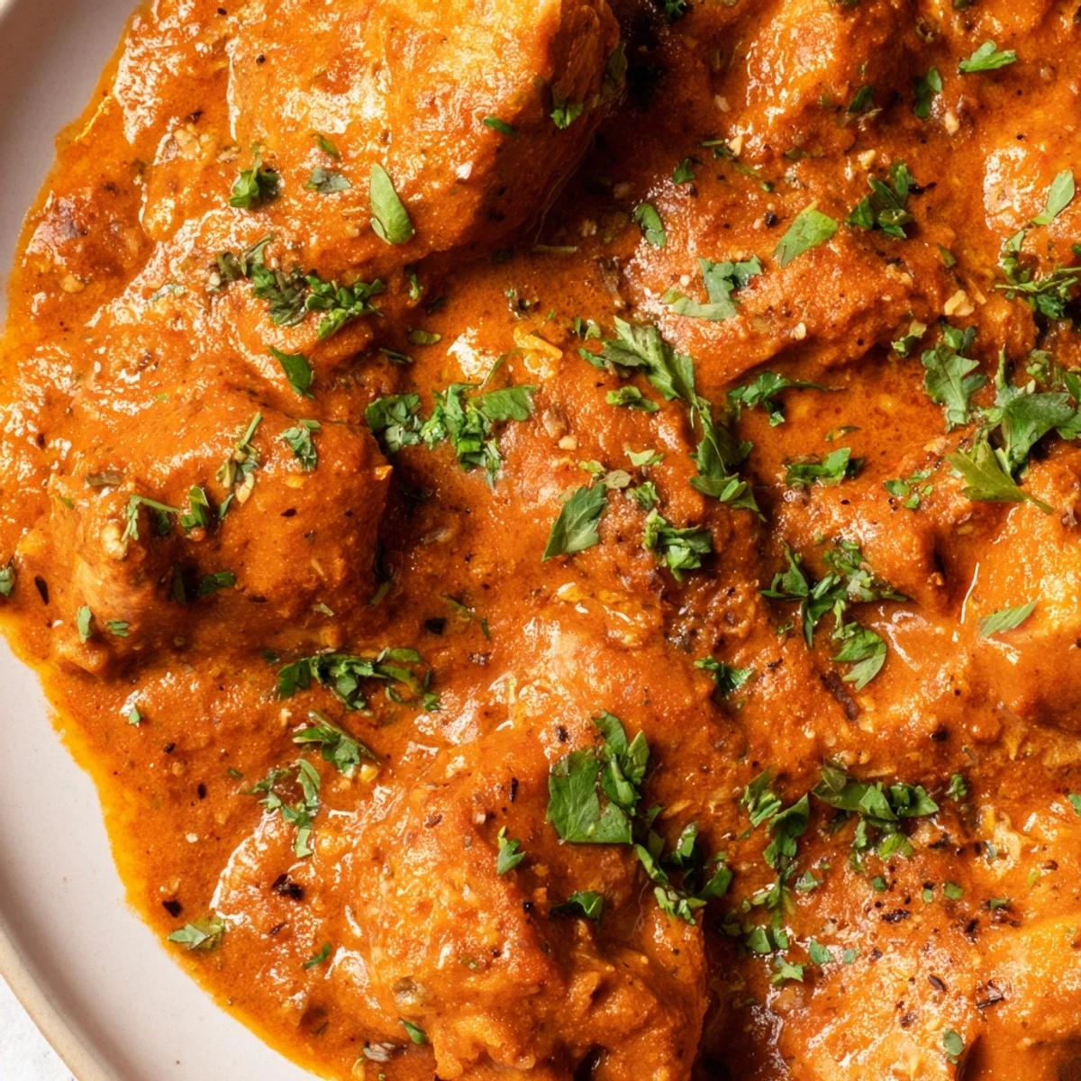 Steam rises from a hearty bowl of Chicken Tikka Masala paired with basmati rice and buttery naan.