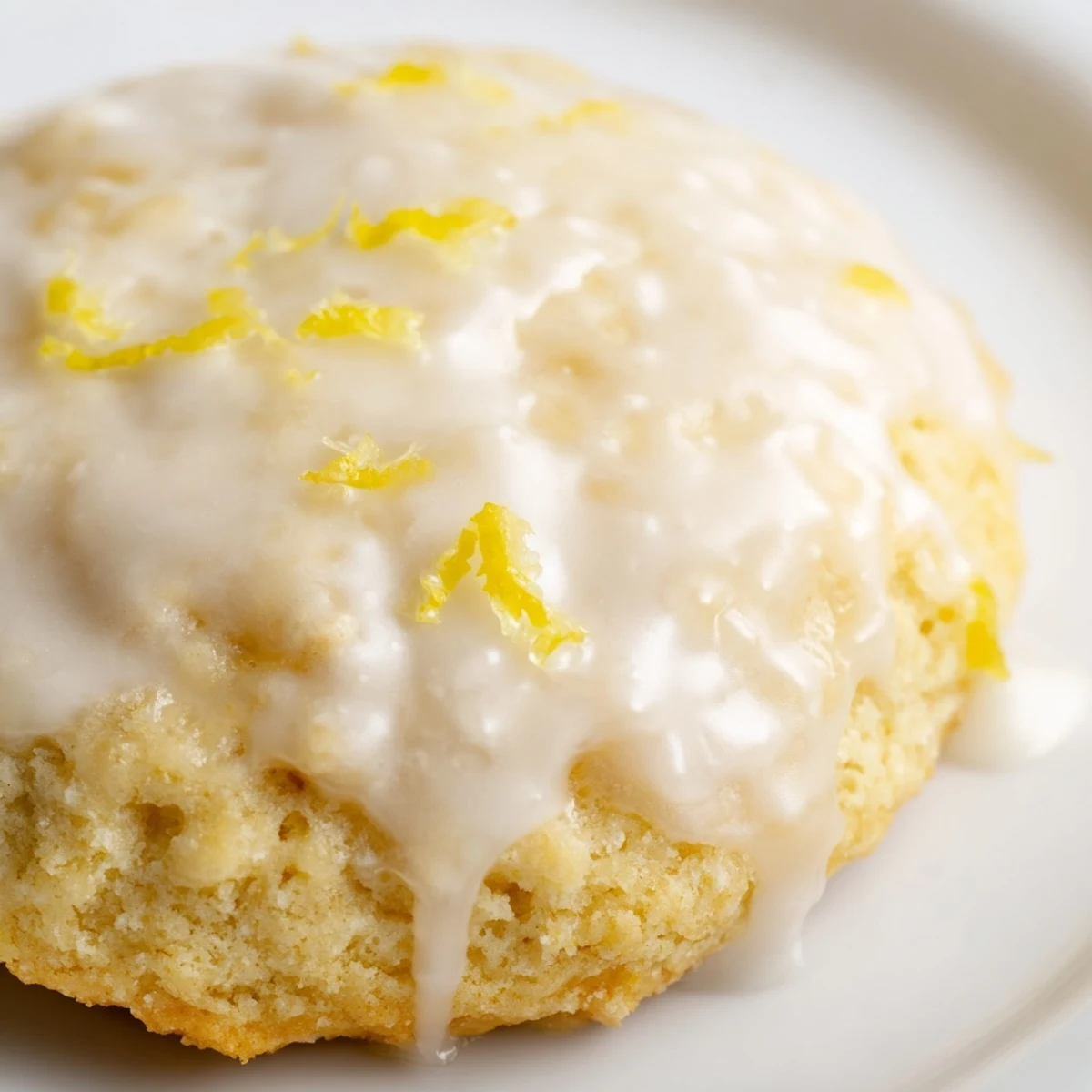 Golden-edged Lemon Ricotta Cookies drizzled with tangy lemon glaze on a baking sheet.