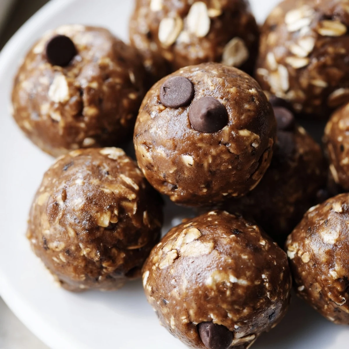 Chocolate Peanut Butter Energy Balls with Chia Seeds in a glass jar, ready to be refrigerated and served chilled.
